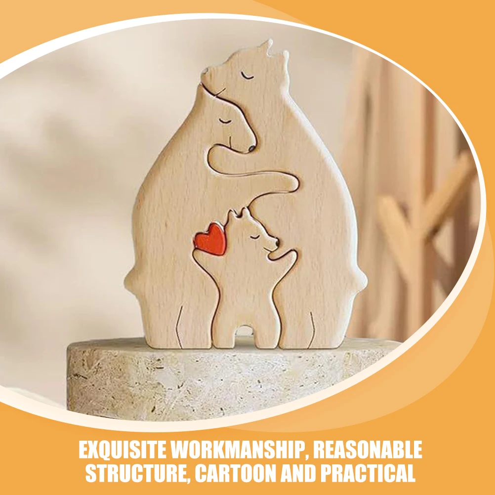 

Wooden Bear Puzzle DIY 3D Mini Figurine Statue Decor Craft Home Accessories Cartoon Animal Design Bear Decor Sculpture