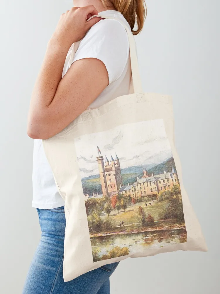 Vintage Illustration of Balmoral Castle, Royal Deeside Tote Bag Cloth bags Candy bags handbag