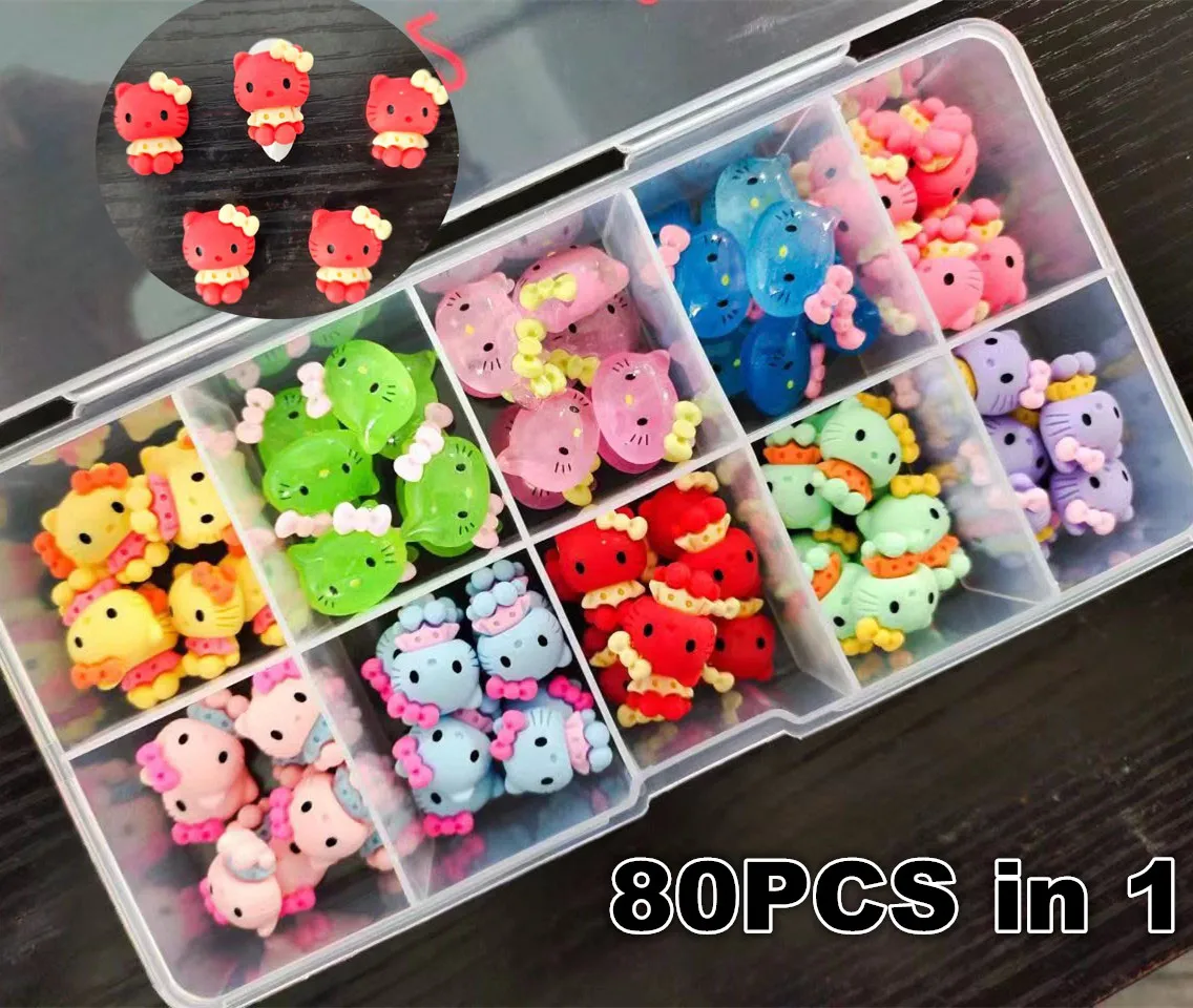 

Oversized Hello Kitty Nail Charms Jewelry Kit Kawaii Anima Resin Charms for Phone Case Hair Clip DIY Crafts Material