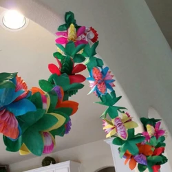 3m Hawaiian Party Paper Flower Banner Garland 3D Festival Party Banner Summer Tropical Party Hawaii Luau Wedding Decoration