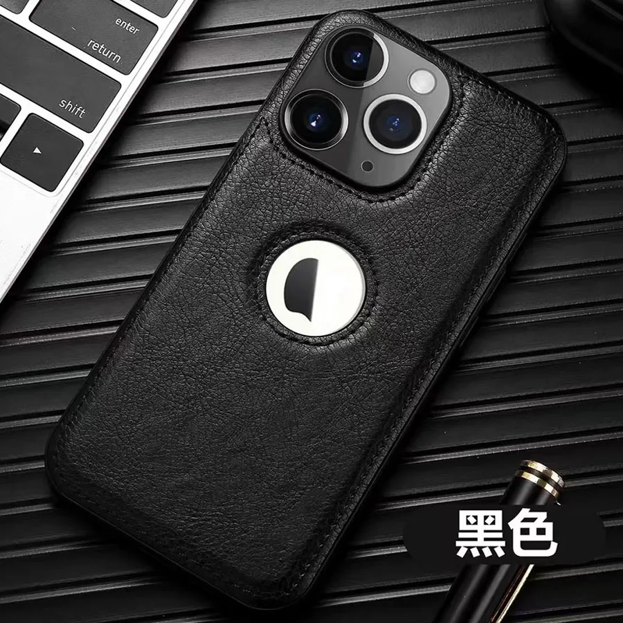 Luxury Leather Case for Apple iPhone 15 Pro MAX 16 14 13 12 11 XS XR 7 8 Plus Original Logo Hole Silicone Lens Protection Cover