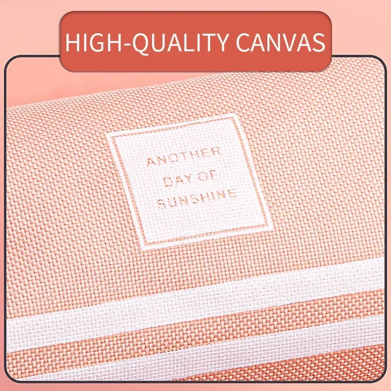 Large Capacity Pencil Cases Double Layer Simple Canvas Bags for Girls Back to School School Office Supplies Stationery image 5