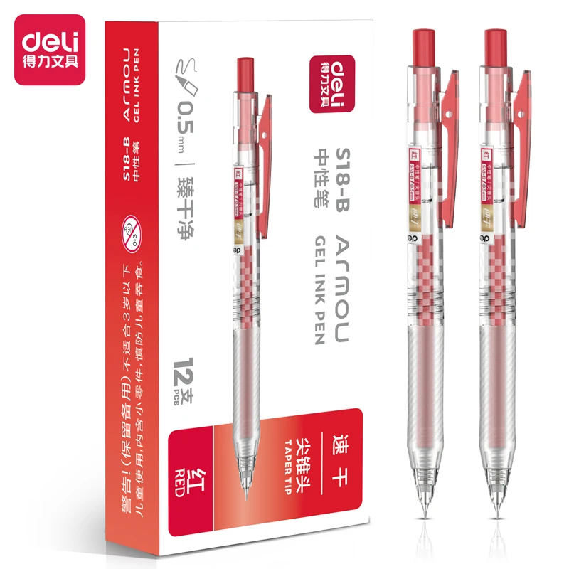 Deli 0.5mm Signature Pen Black Red Ink Gel Pen School Student Supplies Office Supplies Stationery High-quality Pen