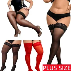 FREEAUCE Plus Large Size Elastic Fishnet Black Lace Stockings Sexy Thigh High Mesh Over Knee Long Socks for Oversized Women 3XXL
