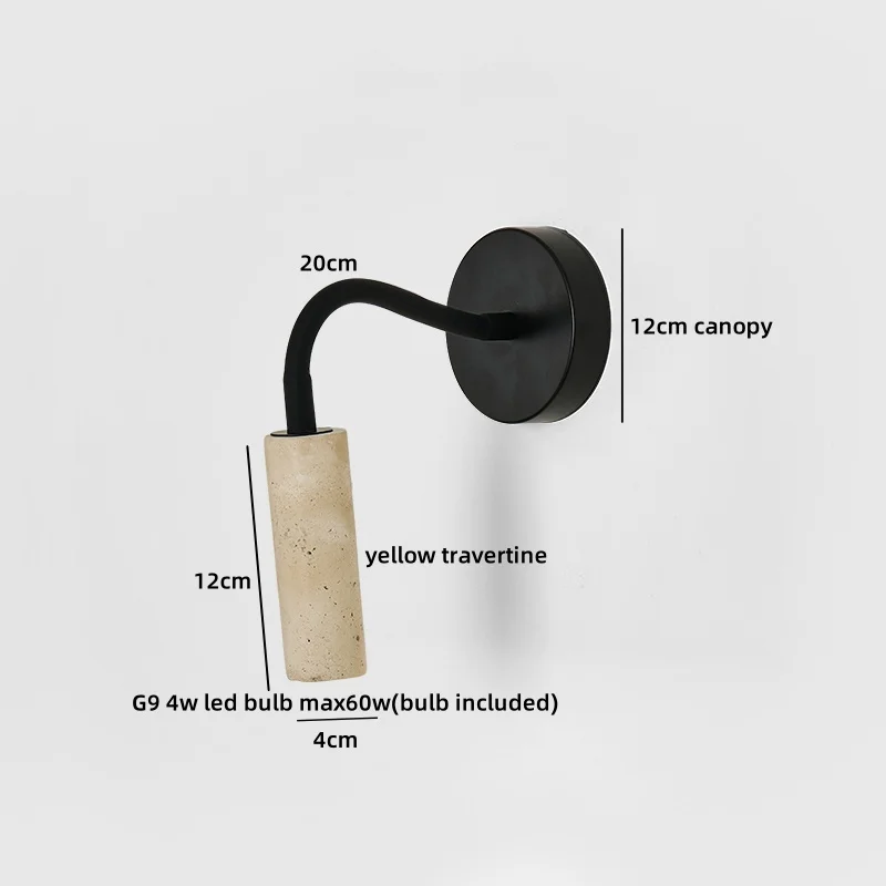 IWHD الأصفر الترافرتين وحدة إضاءة LED جداريّة مصباح الشمعدان المدخل غرفة المعيشة حتى أسفل تدوير مرآة حمام ضوء لامبارا باريد