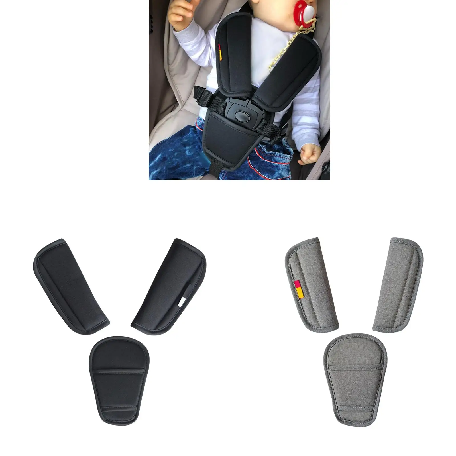 Funda de hombro para cochecito de bebé, cojín de cinturón, fundas ajustables, Protector de hombro, fundas de correa para asiento de niños, bebé