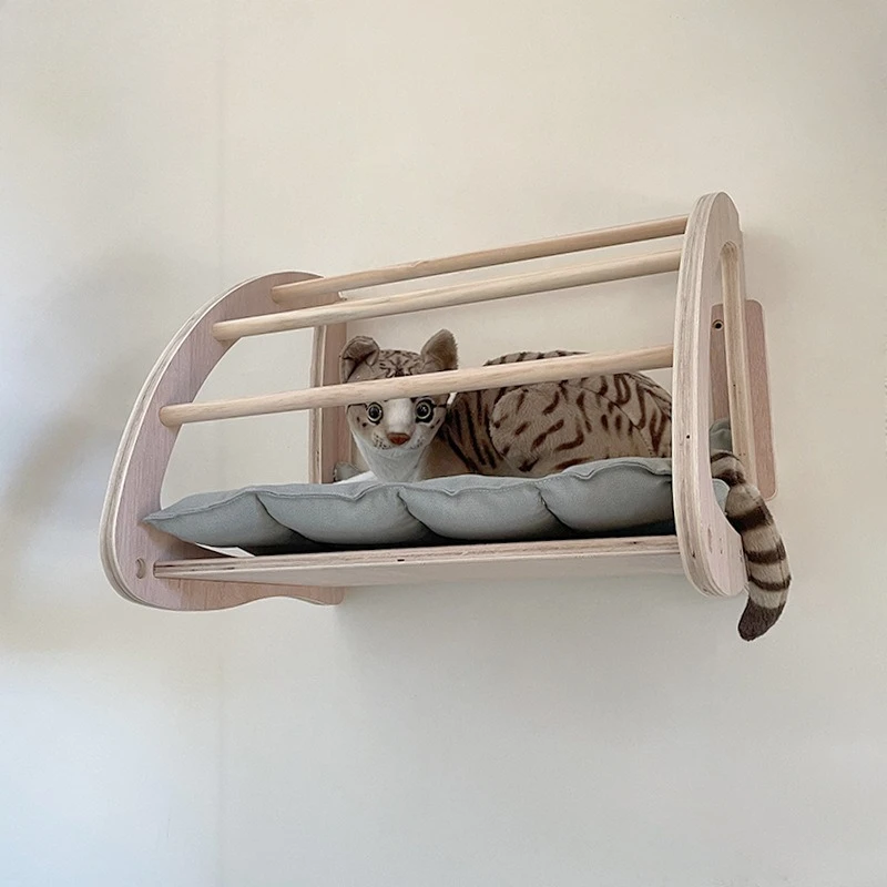 Cat Nest Cat Climbing Frame Hanging Wooden Wall-mounted Wall Climbing Frame  Nest Integrated Wall