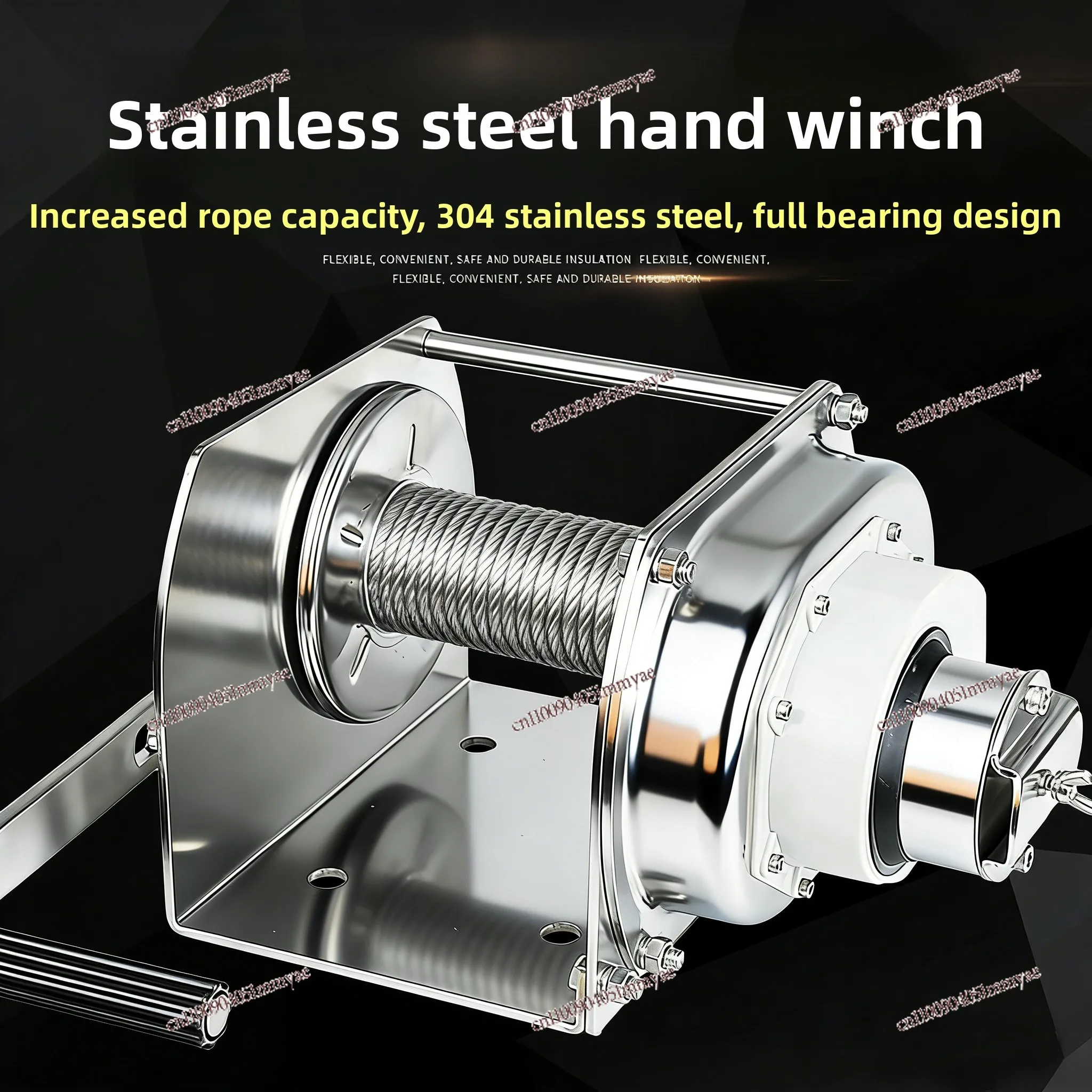 1 Ton Heavy Duty Stainless Steel Self-locking Winch, Two-way Self-locking with Brake Hand Winch 2t3t Manual Lifting Crane