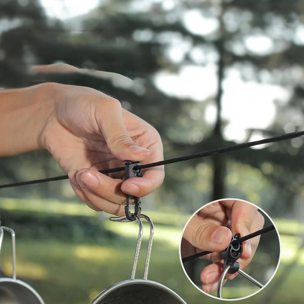 

Windproof Clothesline Hanging Rope Lightweight Portable Outdoor Adjustable Camping Lanyard Black Travel Clothing Rope