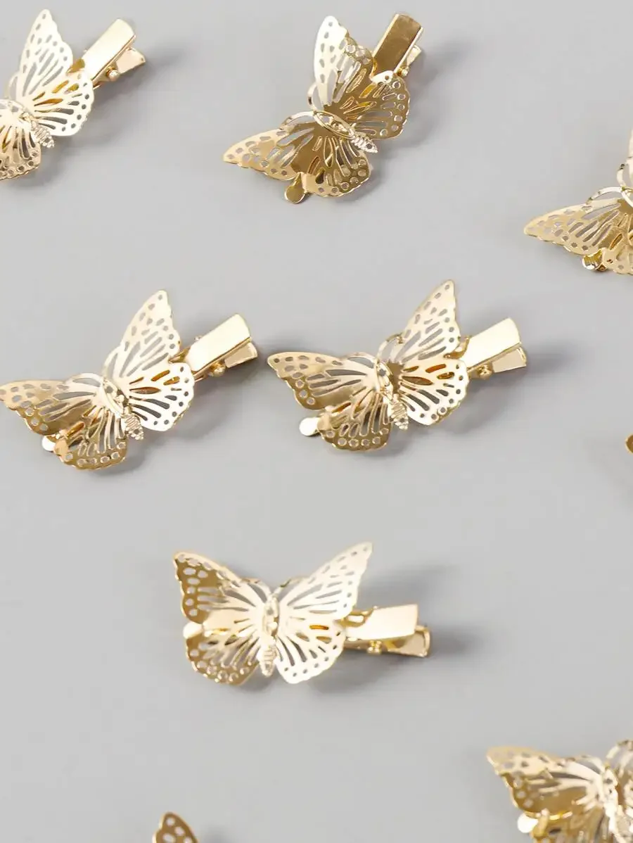 

12pcs Butterfly Hair Clips For Women Gold Tone Claw Barrettes Hair Accessories