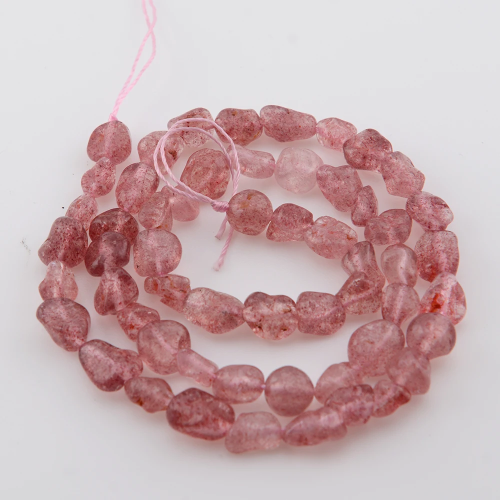 Natrural Strawberry Quartz tidak teratur nutgts Beads roight ukuran 6x8mm,DIY gelang/kalung untuk membuat perhiasan