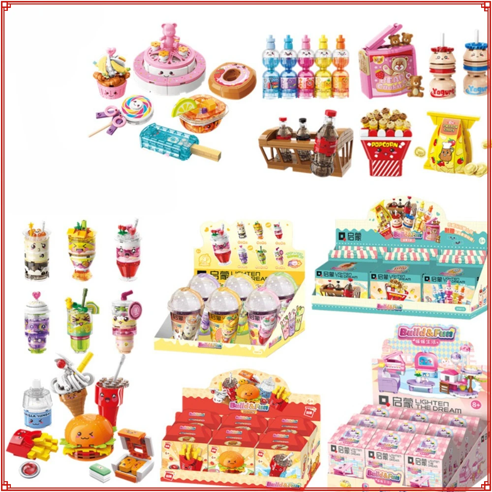 

Keeppley Happy Fast Food Set Building Blocks Hamburg Lollipop Ice Cream Assemble Model Puzzle Toys Desktop Ornaments Kids Gifts