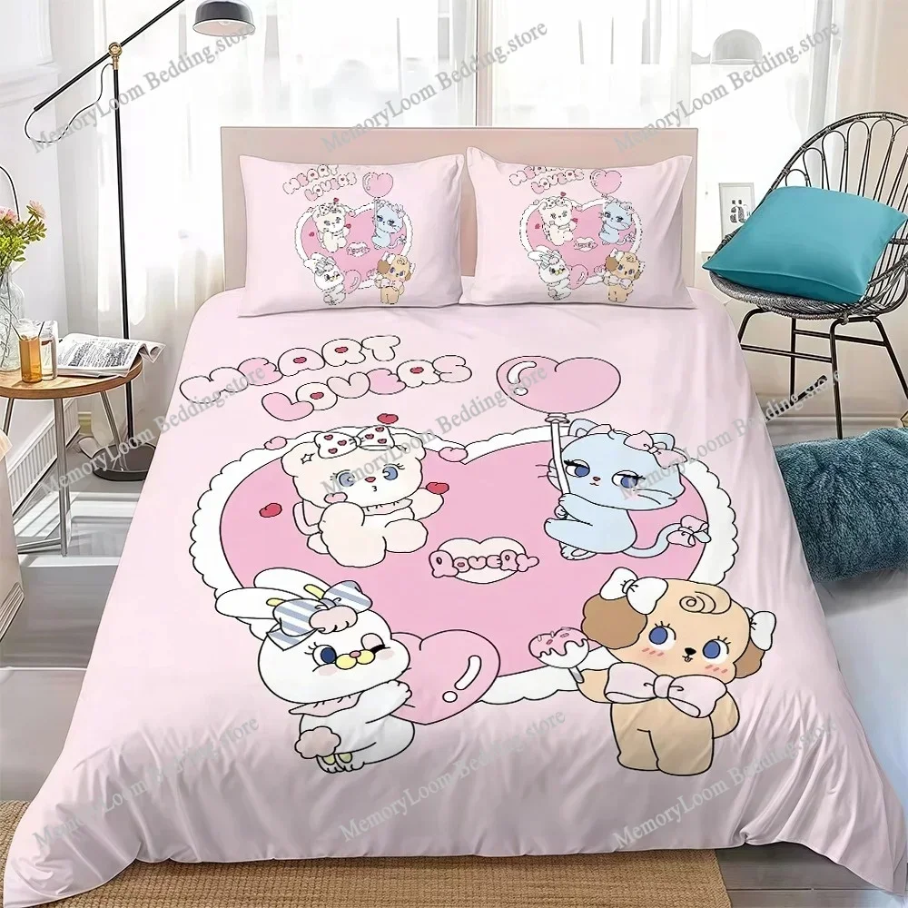 Cute M-Momorei-Cartoon Duvet Cover Set Home Style Bedding Soft Laundry Cotton Bed Student Dormitory Gift Home Textileextile029