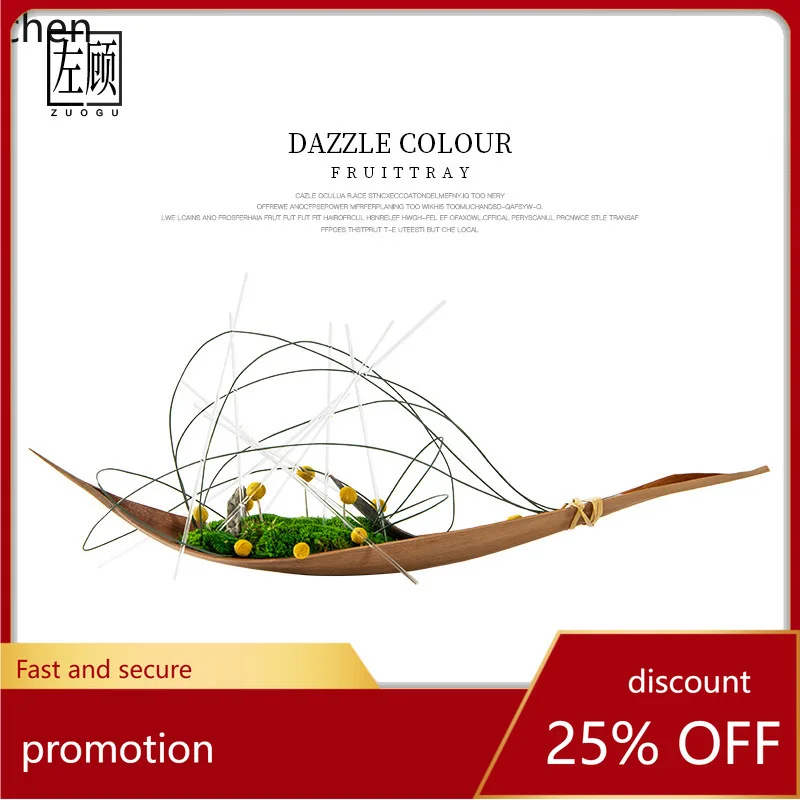 YFY New Chinese Style  Wabi-Sabi Style Cocoa Leaf Moss Floral  Table Flower  Zen Style  Model Room Soft  Flower Arrangement