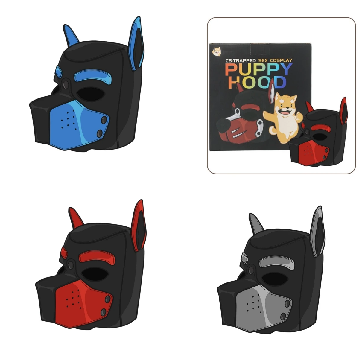 

New Latex Open Mouth Hole Dog Headgear Full Face Fetish Mask Hood for Halloween Pupply Play Party Unisex Sexy Vibrant Costumes