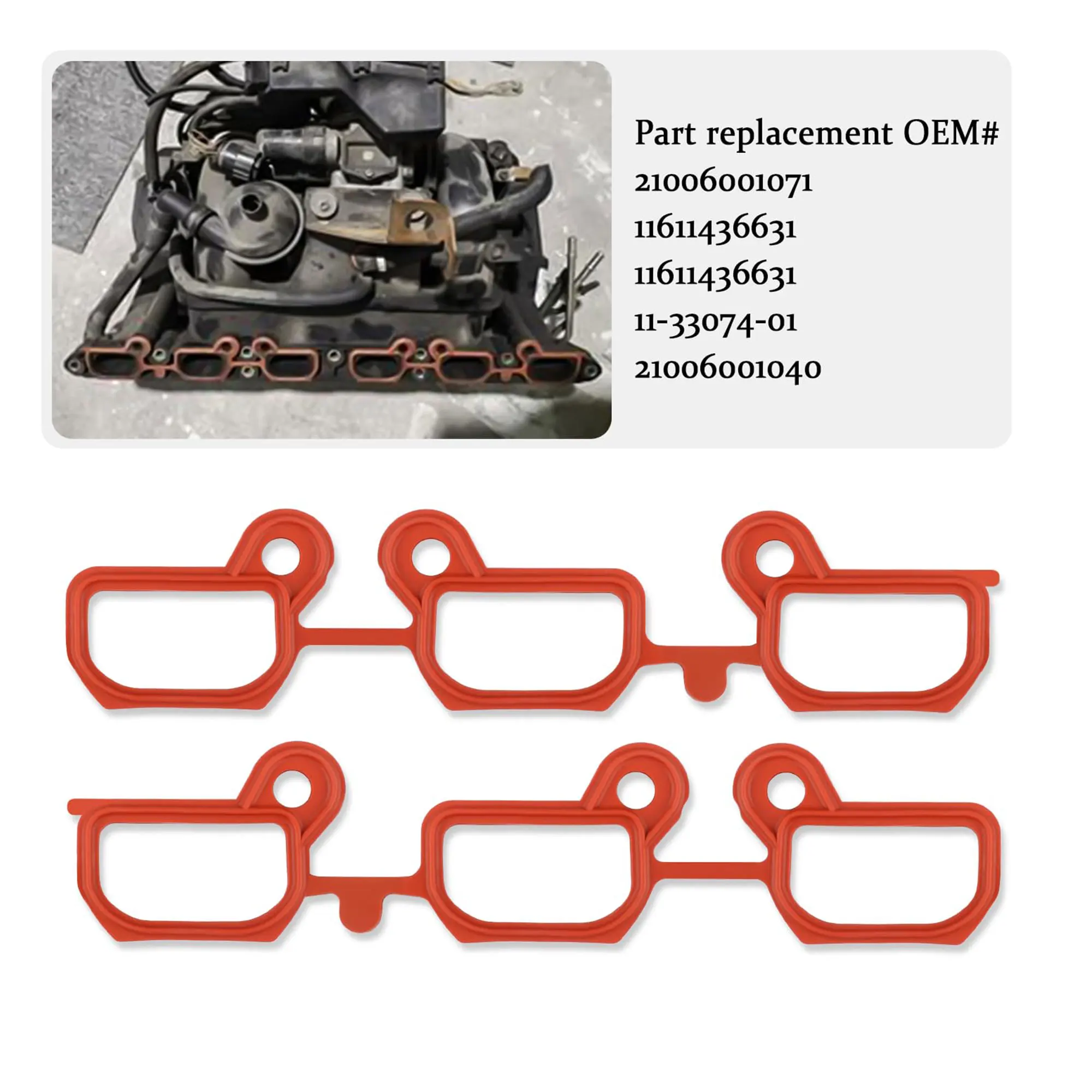 11611436631 Intake Manifold Gasket Set For BMW E46 E39 E60 X3 X5 Z3 Z4 M52TU M54 2.5L 2.8L 3.0L 1999-2006 view 6