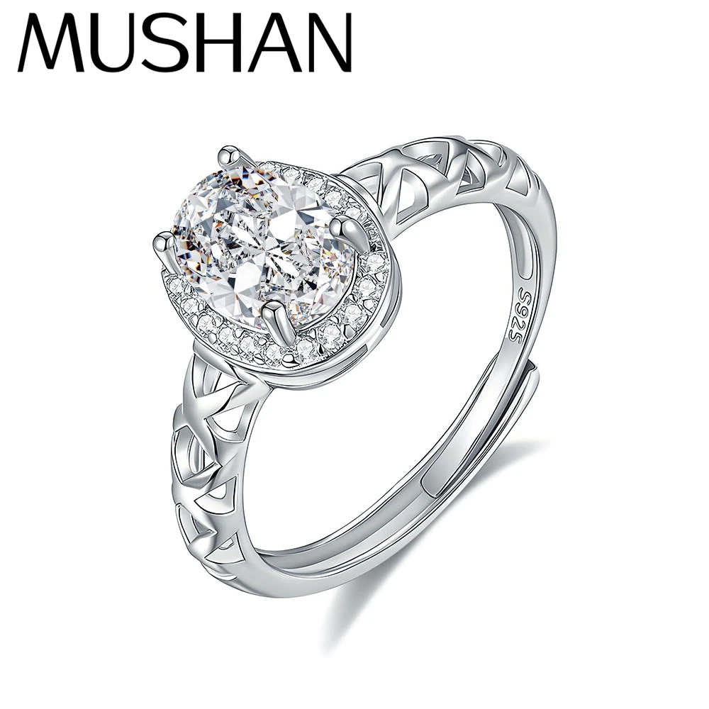 

Кольцо MuShan Designer Jewelry из стерлингового серебра 925 пробы с муассанитом, уникальное кольцо для нее, позолота 18K, ювелирное изделие MST Patent Fine Jewellery