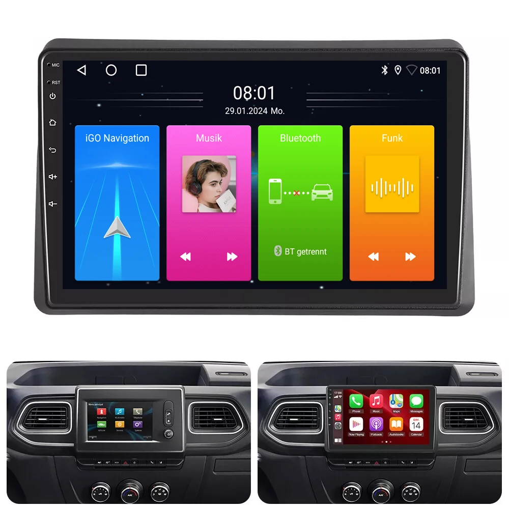 Android Car radio with Carpaly GPS Navigation+HD Rearview camera For Nissan NV400 Renault Master II III IV Vauxhall Opel Movano
