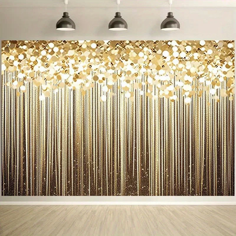 قطعة واحدة من خلفية الحفلات المزخرفة بالخرز الذهبي الأنيق - عيد الميلاد، التأكيد، المناولة الأولى - ديكور الحفلات #3