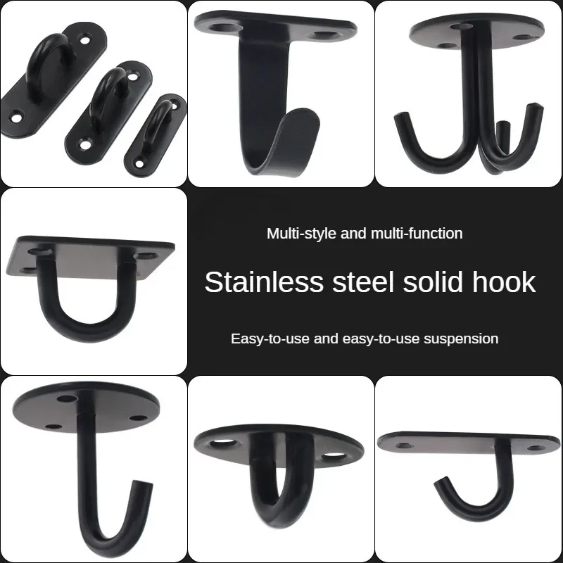 1Pcs Black Stainless Steel Hook Top Hook Overweight Load-bearing Fan Pull Ring U-hook Lighting Sandbag Bag Hook