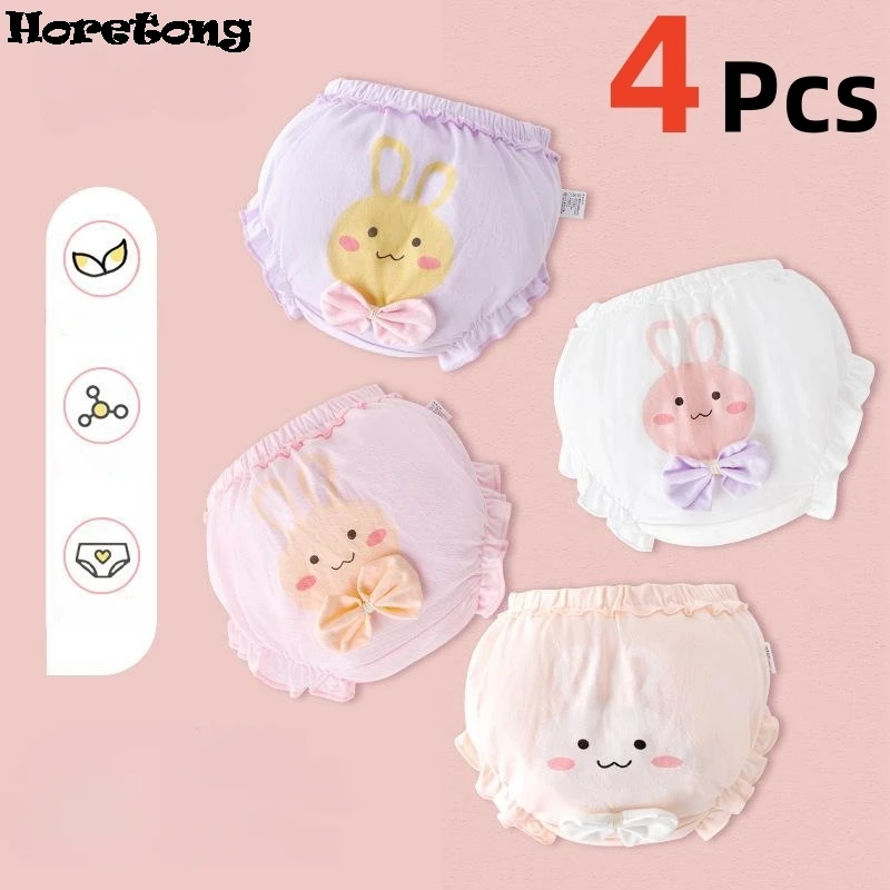 4 Pcs/Set Baby Girls Panties A-class Pure Cotton Cartoon Girl Panties Soft Breathable Kids Children Underwear For 1.5-5 Years