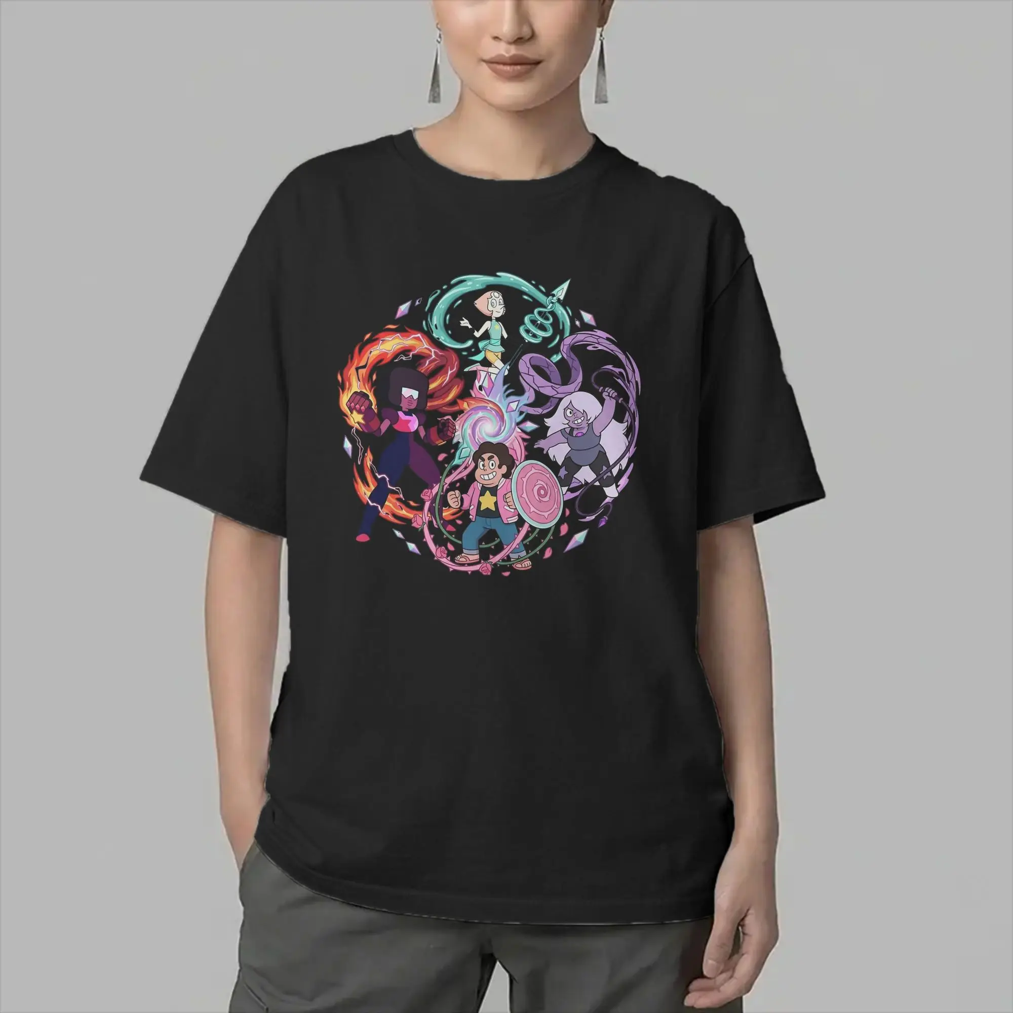 Casual Cartoon Stevens Universes T-Shirt Men Round Neck 100% Cotton T Shirts  Short Sleeve Tee Shirt Plus Size Clothes