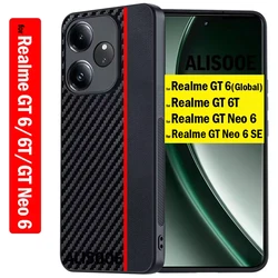 For Realme GT 6 6T Neo 6 SE Case Luxury Fiber Texture PU-Leather Protection Capa Funda For Realme GT Neo 6 Shockproof Cover