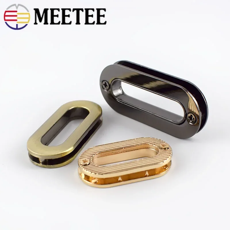 Meetee 4pcs 18/25/32/38mm Metal Egg-shaped Eyelet Buckles Screw O Ring Hook DIY Bags Strap Chain Belt Clasp Accessories BF328