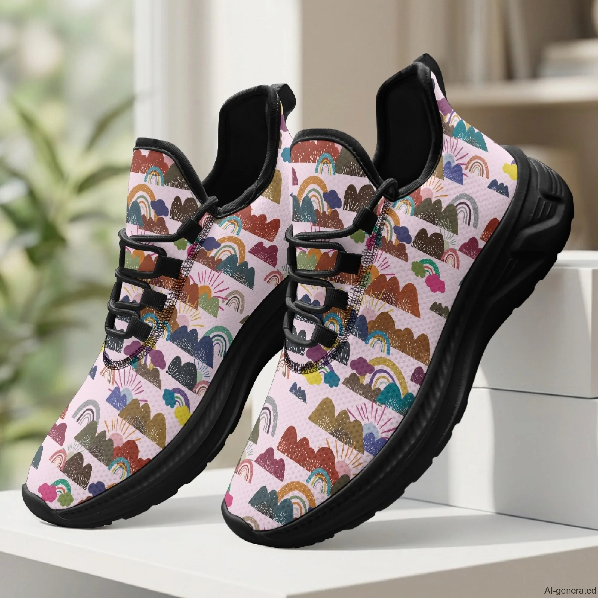 XIXIRIMIDO Womens Walking Shoes Nurse Shoes Nurse Sneakers Rainbow Print Tenis Masculino De Corrida Barefoot Shoes 35-48