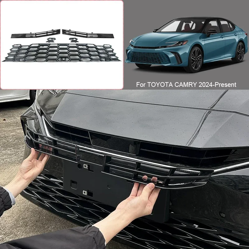 Car Replacement Upper Lower Grille Buckle Insect Proof Net For Toyota Camry 2024-2027 Front Bumper Center Intake Grille Cover
