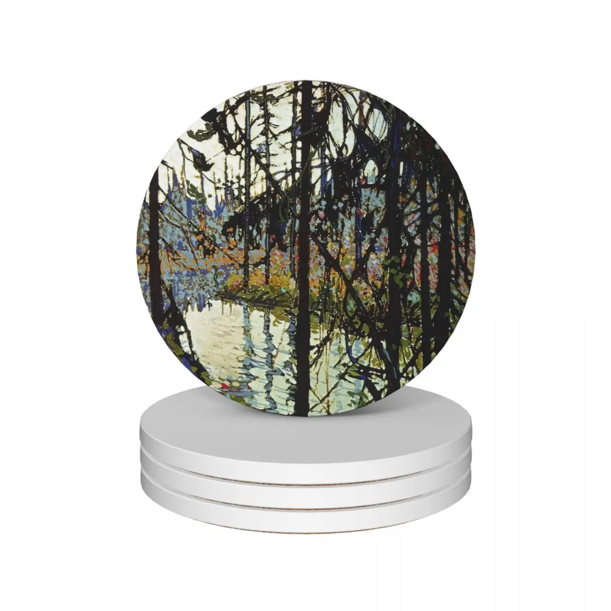 

Tom Thomson - Northern River Ceramic Coasters (Set of 4) black anti slip Coasters