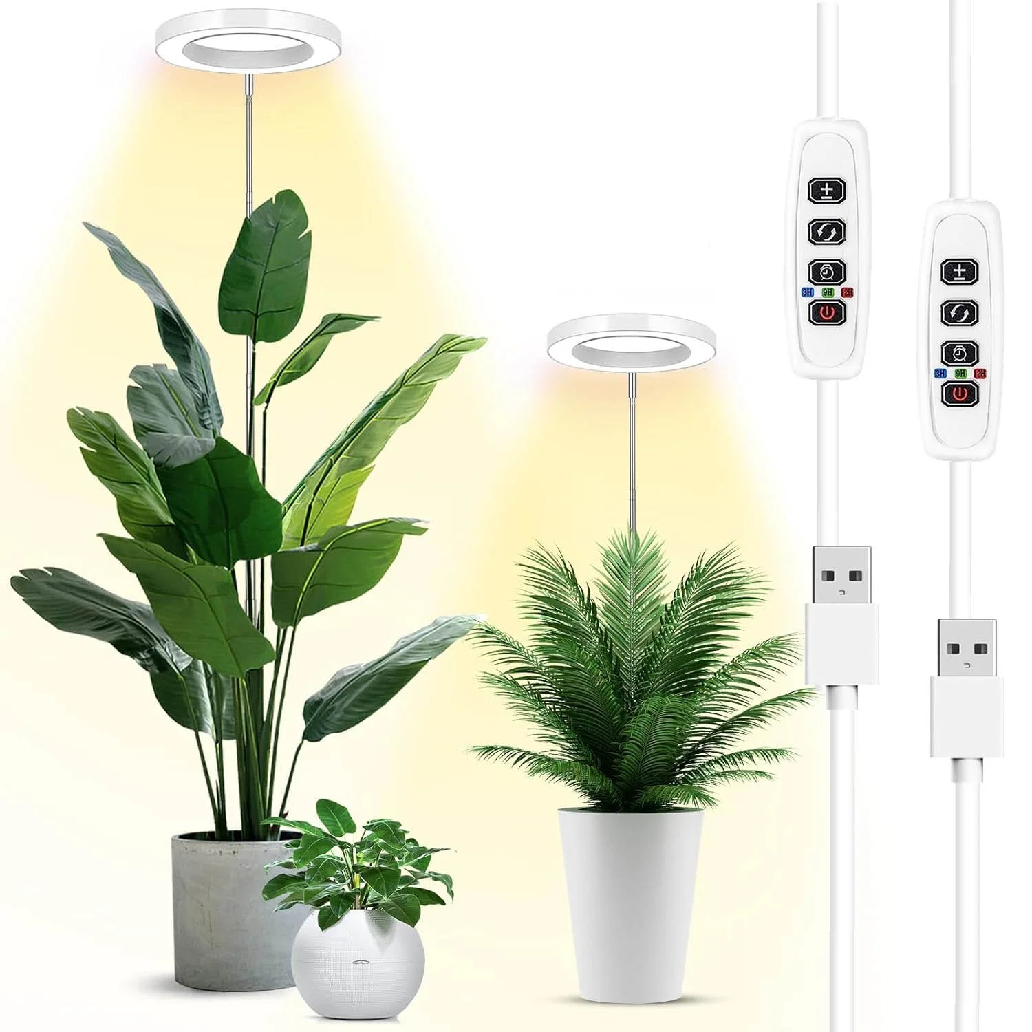 LED Grow Light Stand para plantas de interior, Full Spectrum Desk Growth Lamp com 8h, 12h, 16 temporizador, altura ajustável, 40.1-152cm, 5V, 2A