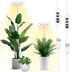 LED Grow Light Stand for Indoor Plants, 5V/2A Full Spectrum Desk Growth Lamp with 8h/12h/16 Timer, Height Adjustable 40.1-152cm