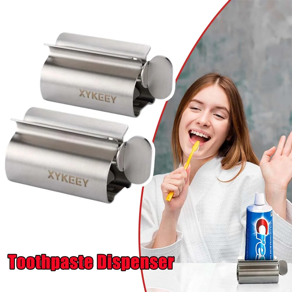 Easy Use Rolling Toothpaste Squeezer 304 Stainless Steel Manual Bathroom Dispenser Waterproof Lazy Artifact Holder for Cleanser