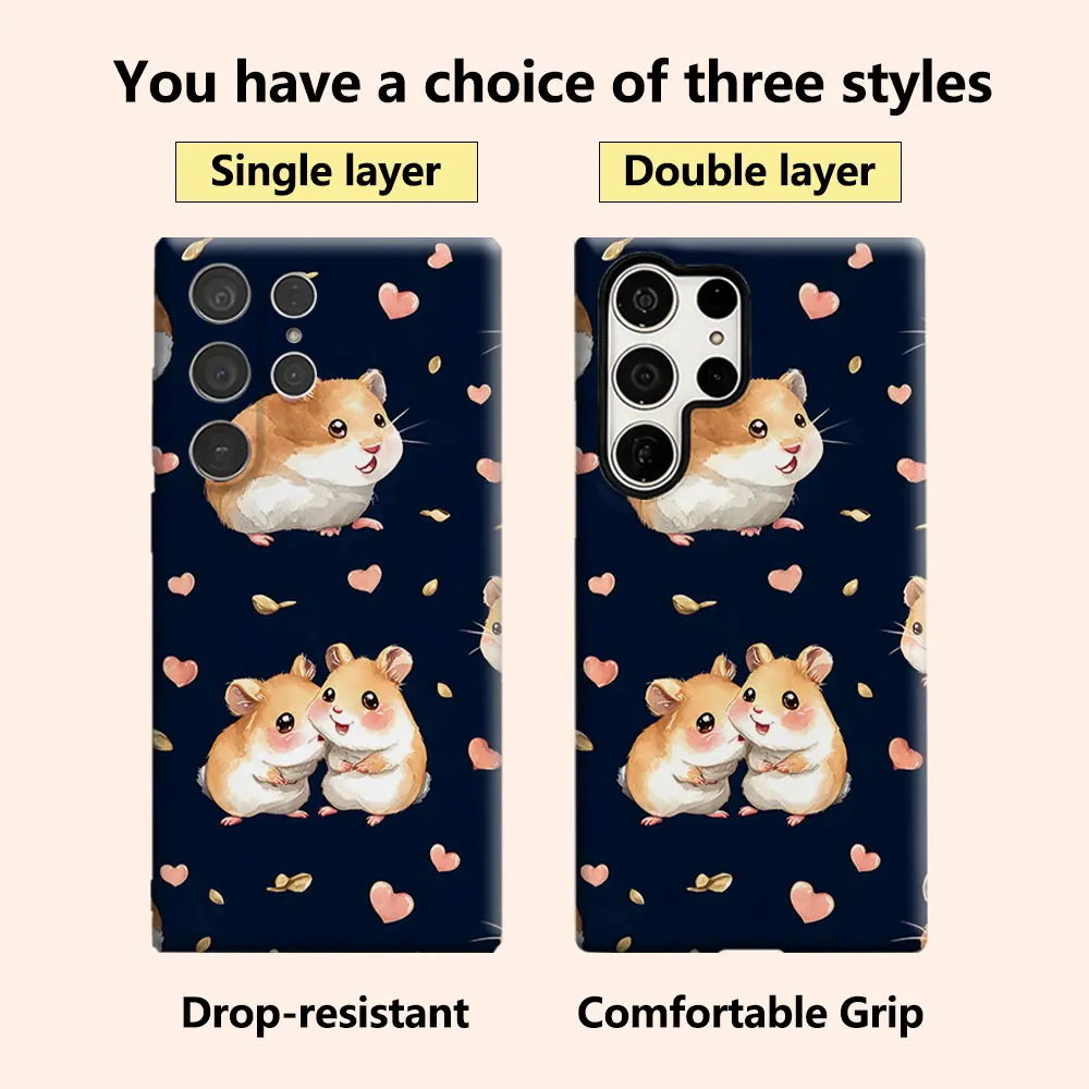 Watercolor Cute Hamster Luxury Fashion Full Lens Protective Case for Samsung Galaxy S26 S25 S24 A56 A36 Plus Ultra