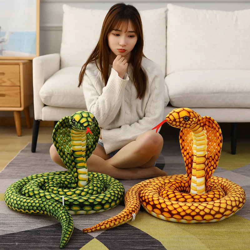 

Simulation Python Plush Toy Lifelike Toy Cobra Snake Soft Doll Funny Toy Layout Props Xmas Gift b2739