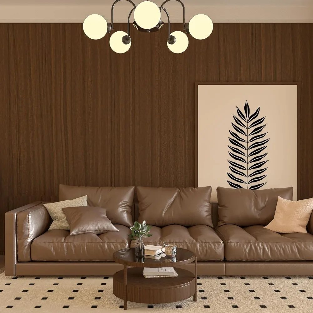 ورق اتصال فينيل ذاتي اللصق مقاوم للماء من الخشب البني لأسطح الكونترتوب، 31.5 × 354 بوصة، لمسة نهائية من خشب الجوز، مثالي لـ Kitc