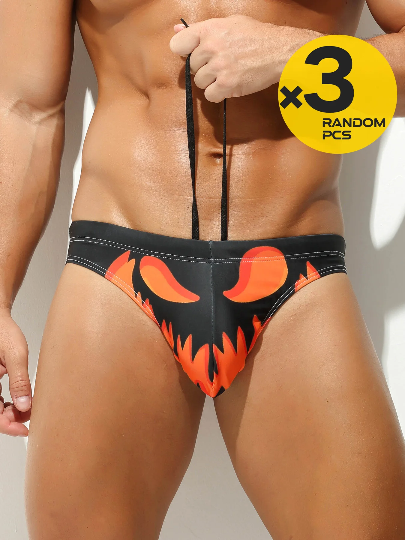 Halloween Men's Sexy Bikini Swimsuit Beach Underwear Board Shorts Surfing Bathing Briefs Breathable Stretch Underpants 2/3/4pcs
