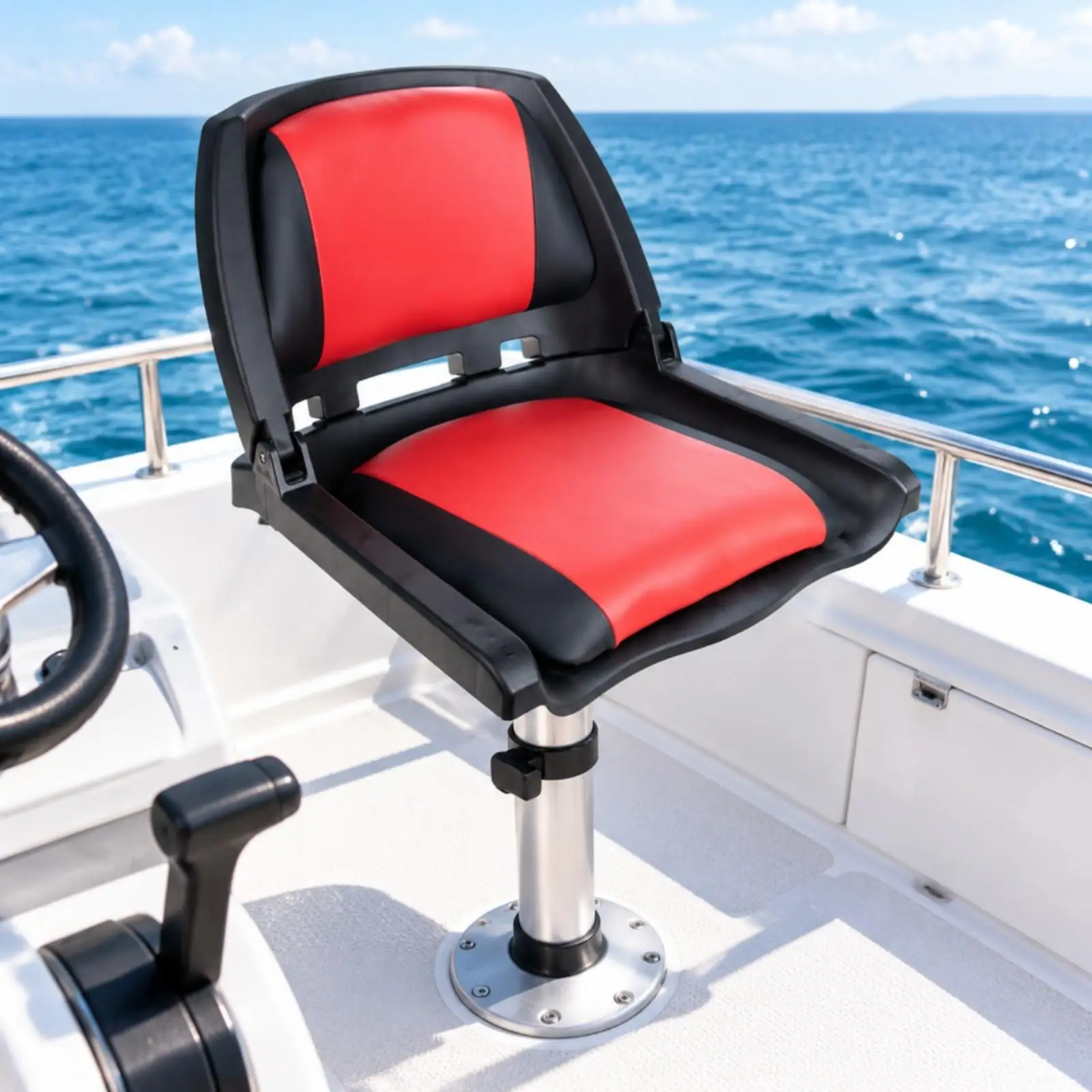 Easy Install Fold Down Boat for seat Leather Sponge Padded Red Black for Saltwater Fishing Vessels