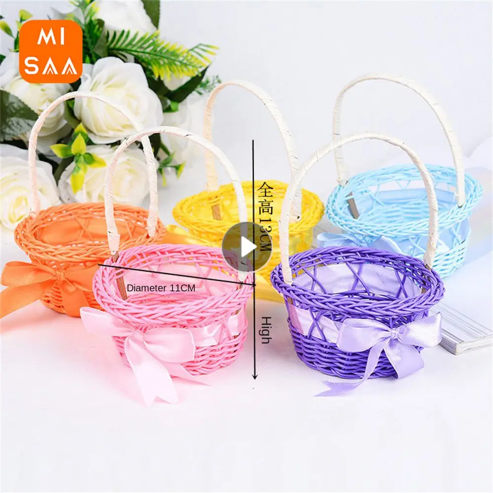 Picnic Basket Durable Feels Comfortable Knit Household Flower Basket Handwork Hand-woven Rattan Flower Basket Storage Basket