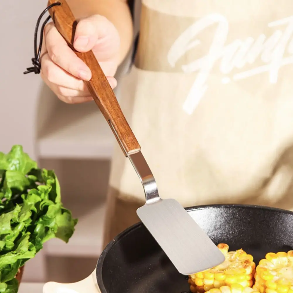 Espátula para Freír Colgante de Acero Inoxidable 304, Antiadherente, Resistente al Óxido, Pala de Cocina con Mango Largo, Espátula para Barbacoa, Tiramisú