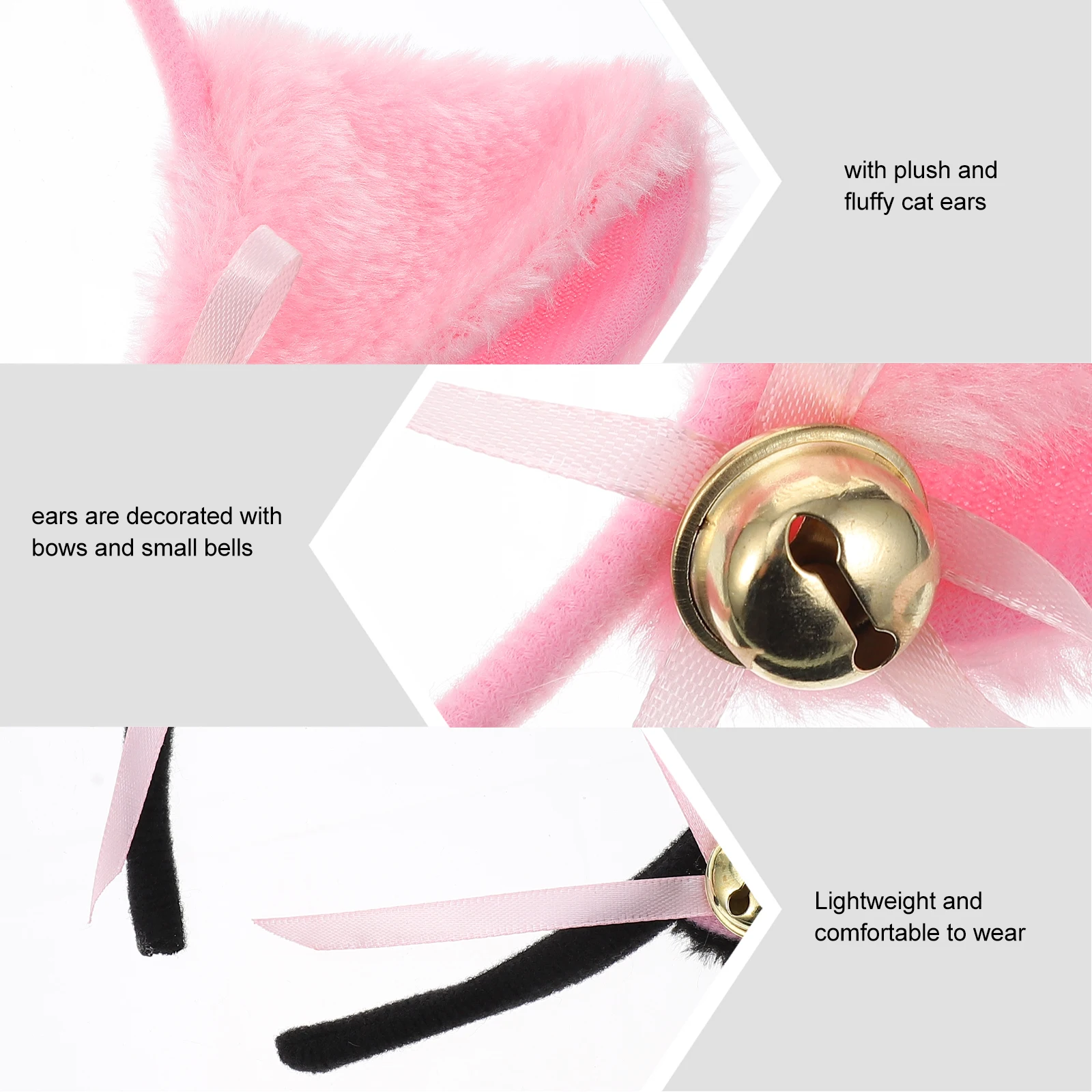 

2 Pcs Bell Headband Hair Hoop Cat Ear Headbands Pink Animals Headdress Cosplay Accessories Headwear