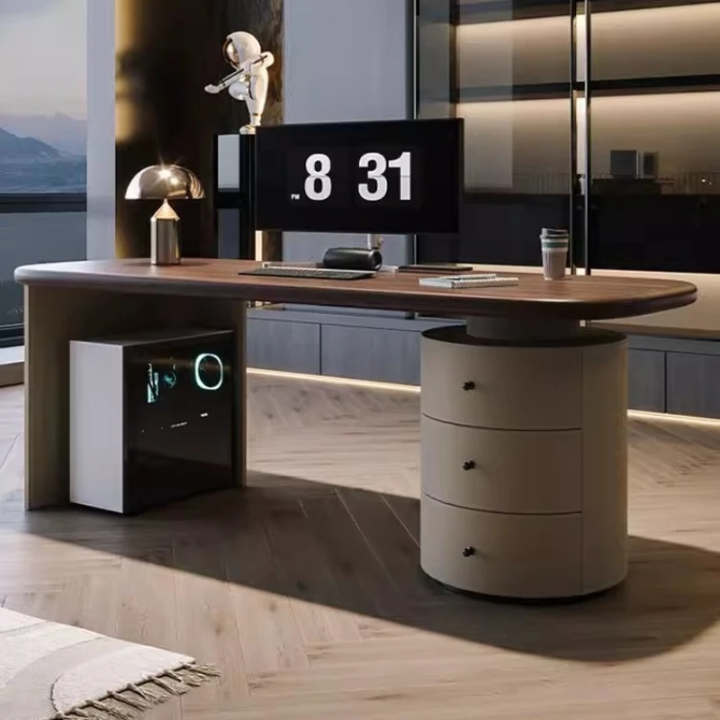 

Solid Wood Light Luxury Office Desks Designer's High-end Sense Modern Office Desks Italian Minimalist Furniture Bureau JT40O