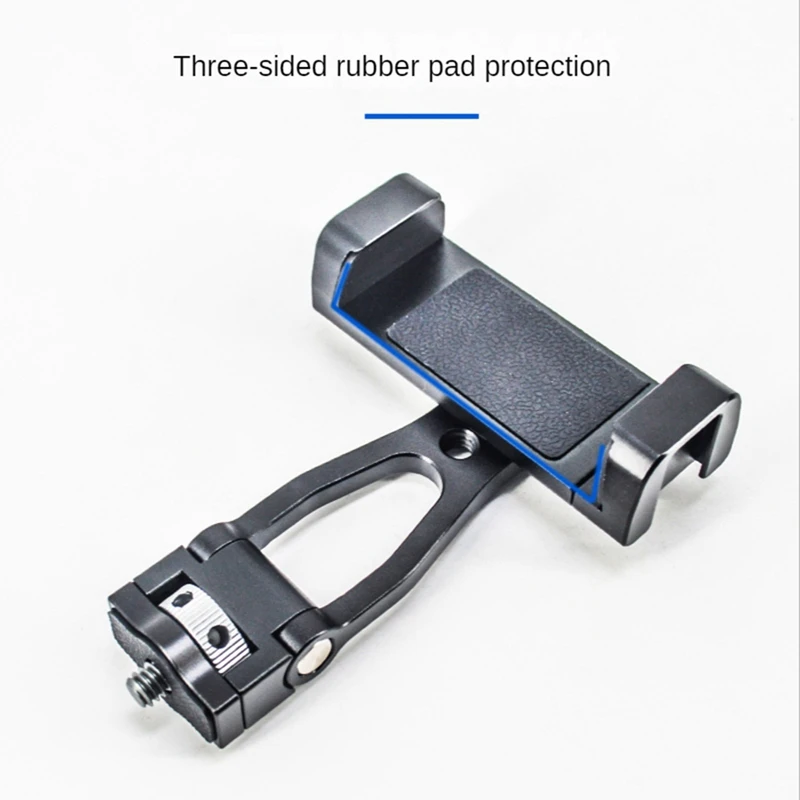 Multi Function Double Cold Shoe Mobile Phone Clip, 360 ° Expansion, Horizontal e Vertical Metal Clip