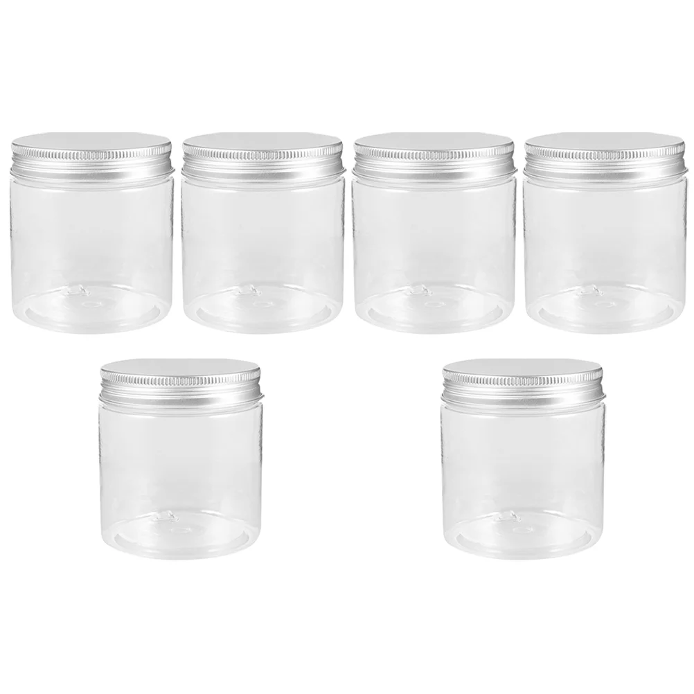 

6 Pcs Jam Containers Mini Transparent Silver Aluminum Lid Mason Jar Wide Mouth Bottle Flower Tea Set