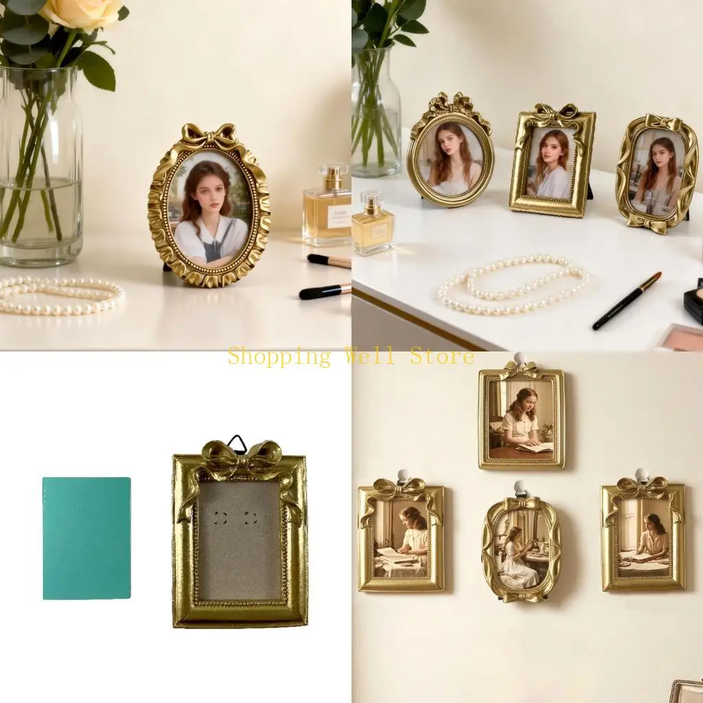KX4B Retro Picture Frame Antique Baroques Mini Picture Frame for DIY Jewelry Photography Phone Photo Party Wedding Decors