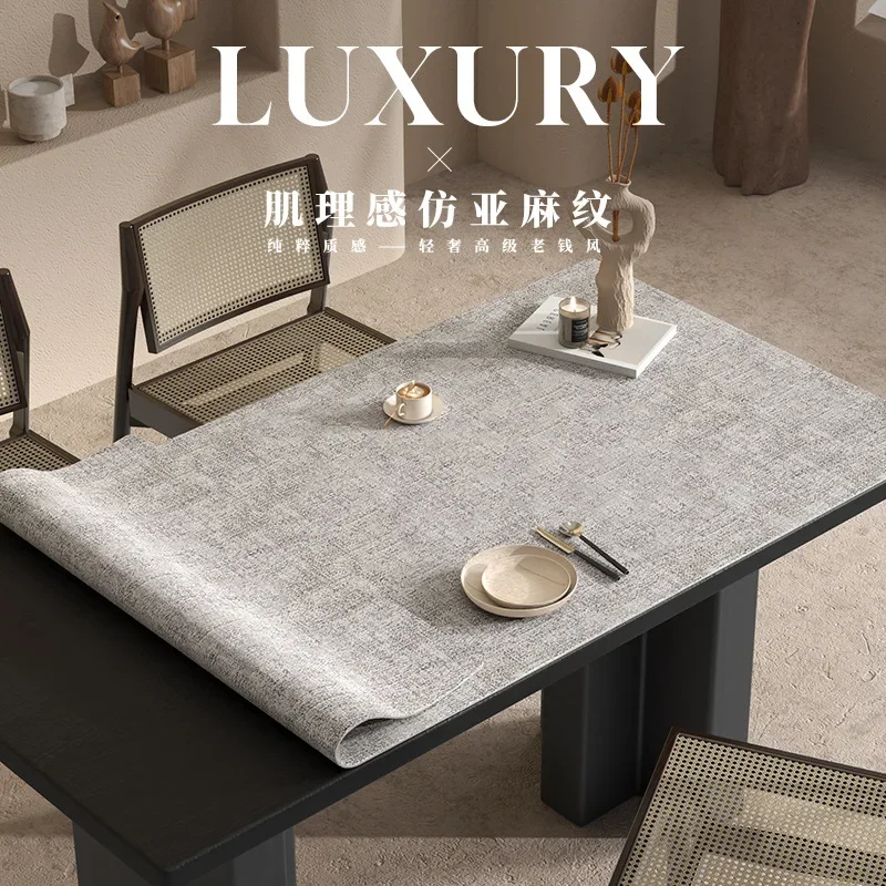 Double-sided Leather Water-proof Oil-proof Wash-free Tablecloth Heat-resistant High-grade Tea Table Dining Table Protective Pad