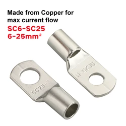 100/10pcs Copper Bare Cable Electric Crimp Terminal Lug Ring Wire Connector SC6-8 SC10-6 SC10-8 SC16-6 SC16-8 SC25-6 SC25-10