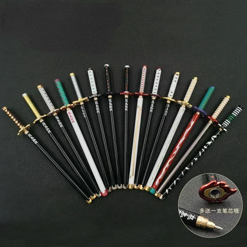 17 Styles Japan Anime Demon Model Gel Pen 0.5mm Black Refill Cosplay Prop Kid Student Gift SlayerWeapon Sword