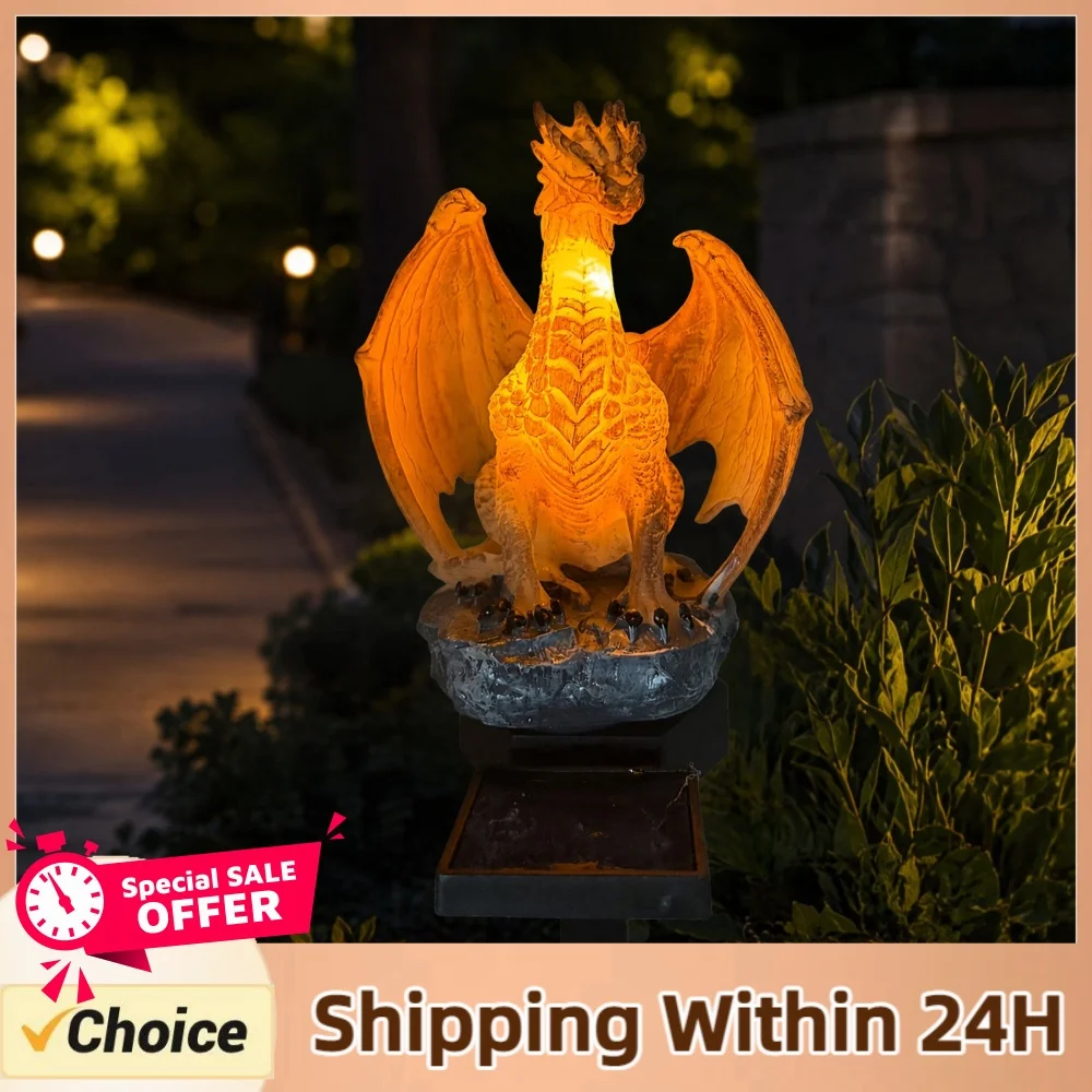 Dragon Solar Garden Light Energy-Efficient Solar Dragon Light Unique Gothic Shape for Home Yard Lawn Porch Balcony Decor